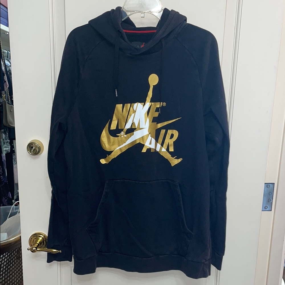 Nike Black and Gold Hoodie Sweatshirt with Iconic Branding